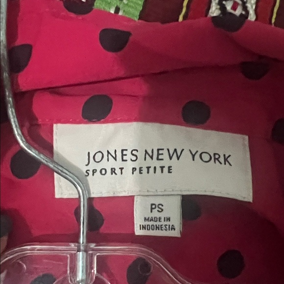 Jones New York Red and Black Polka Dot Button Down Shirt - Picture 7 of 7